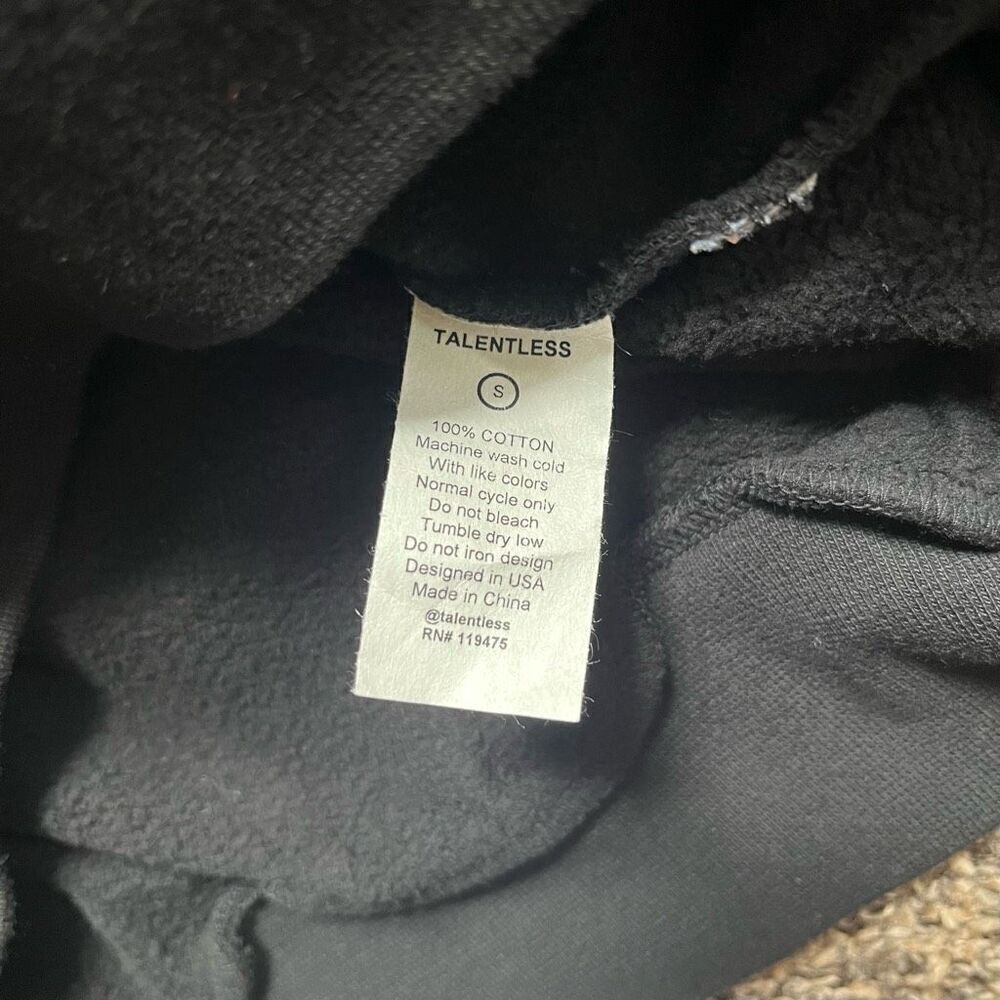 Talentless Activewear Hoodie Women's Unisex Small Black Lightweight Cotton Long - Picture 5 of 6